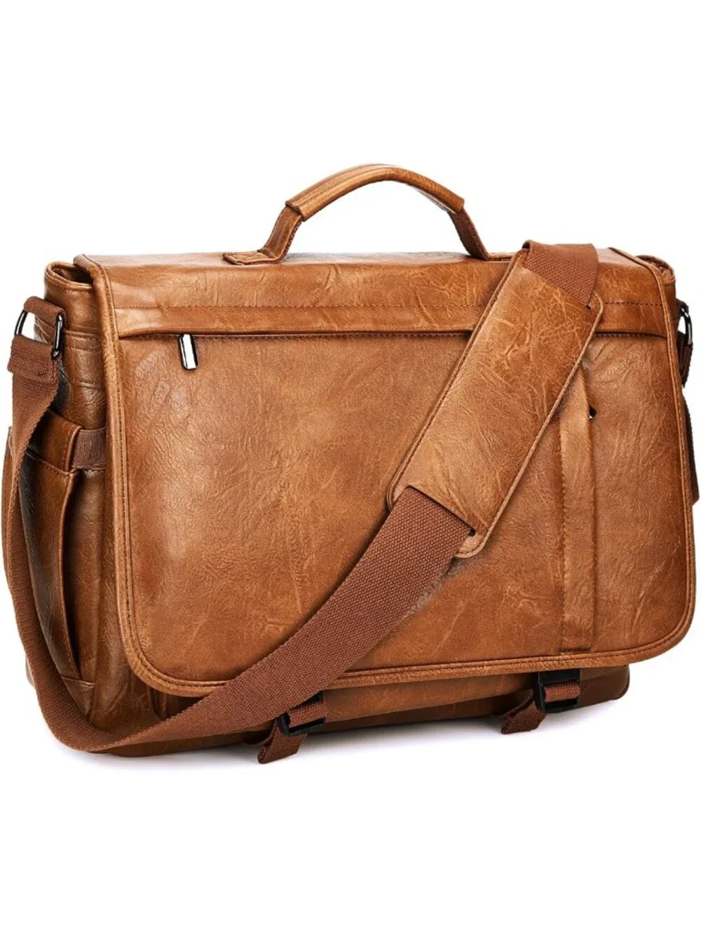 Stylish PU Leather Messenger Bag for Men - Large Laptop Briefcase for Work